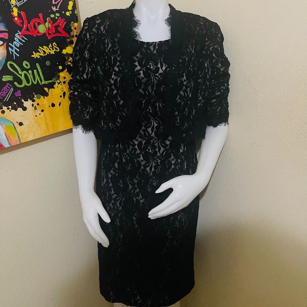 Lace Black Dress with matching cardigan